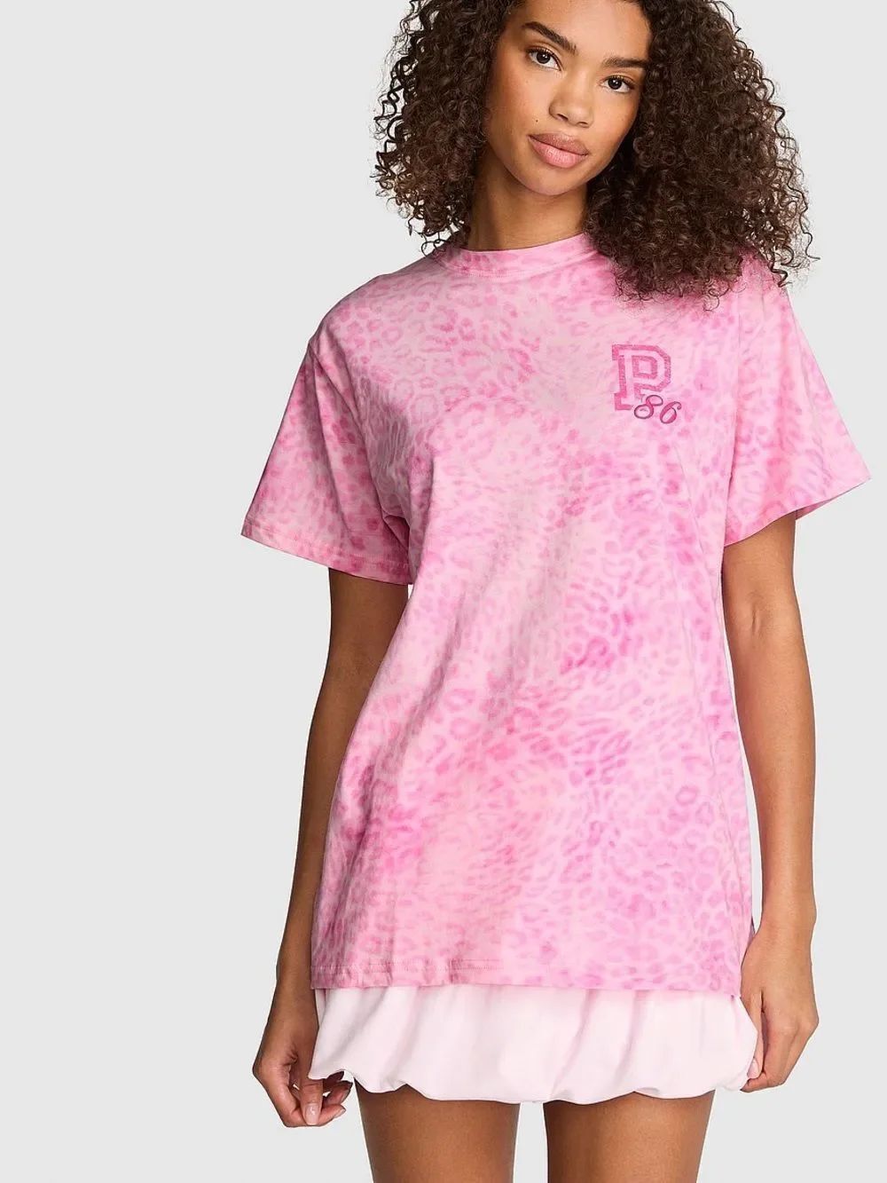 NWT Victorias Secret Pink CAMPUS COTTON™ TEE Pink Leopard